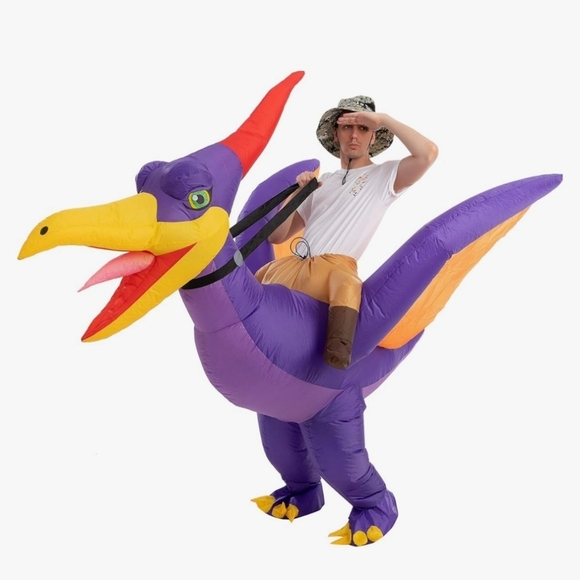 Spooktacular Creations Inflatable Dragon Costume, Purple Riding a Pteranodon - Picture 2 of 7